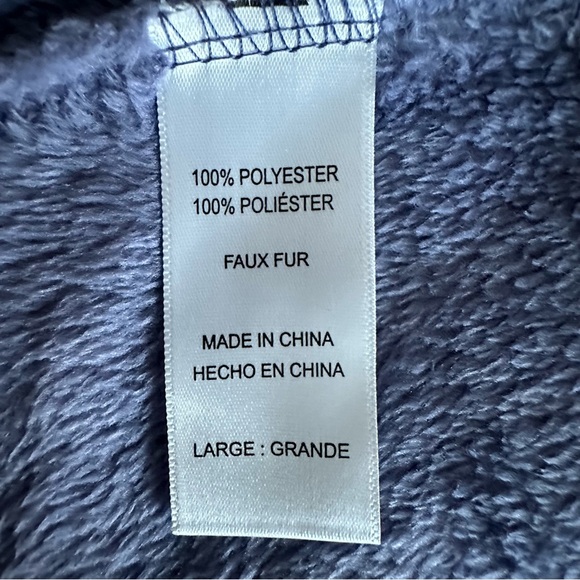 NWT Carole Hochman Women's L Blue Plush Faux Fur Sleeved Belted Midi Wrap Robe - Picture 11 of 13